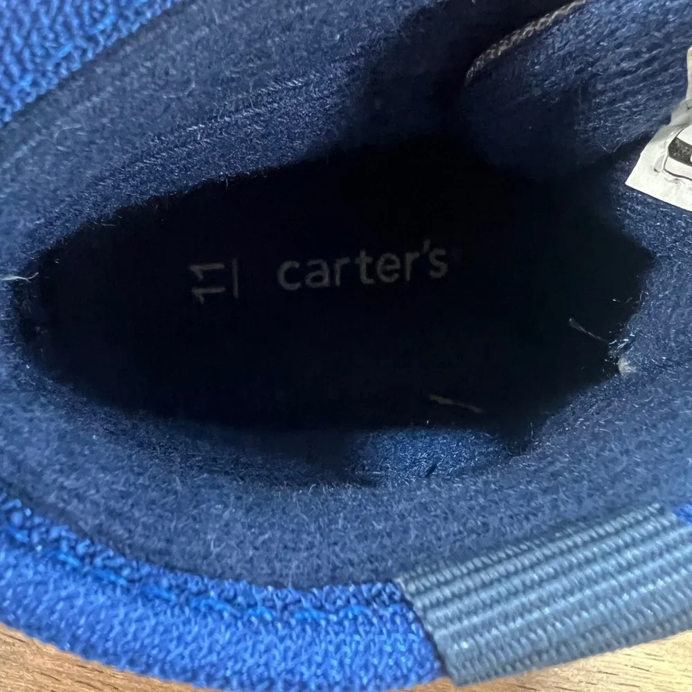 Carter's Kids Blue & Navy Fallon Boots Size 11M Elastic Lace Puffer Winter Shoes